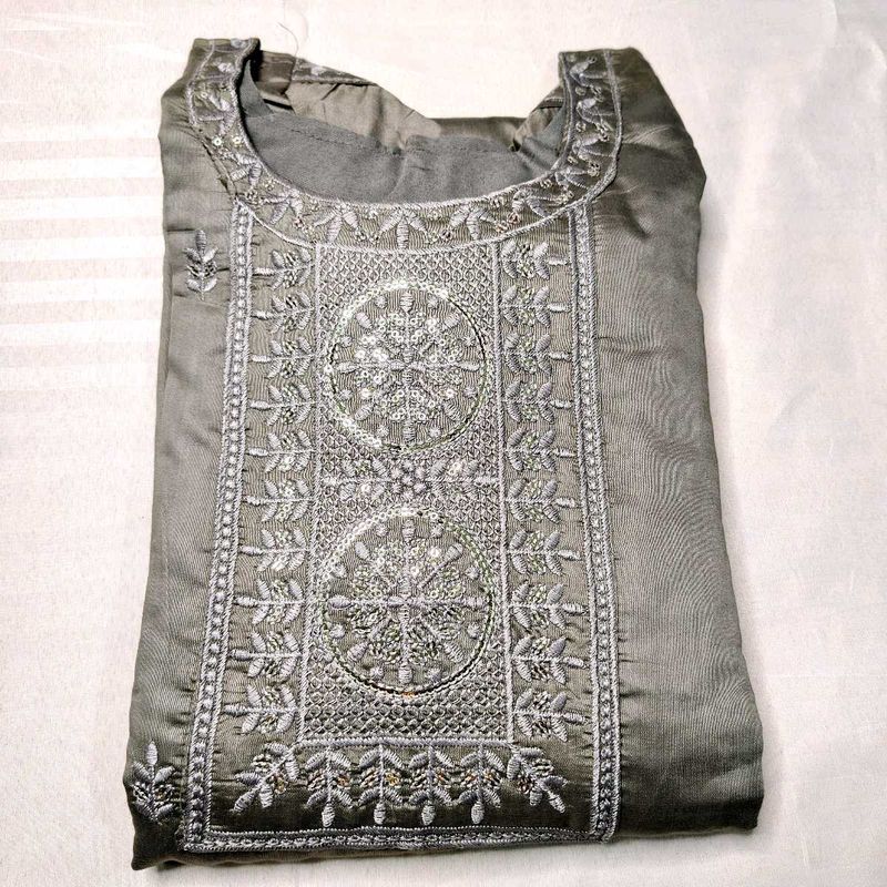 Embroidery Work Designer Kurta Pant And Dupatta