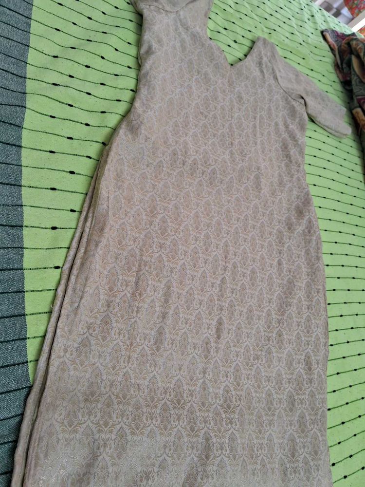 Banarasi zari embroidery silk kurta kameez wear