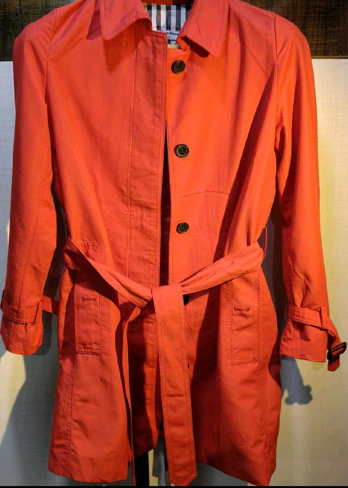 Stylish Coral Trench Coat