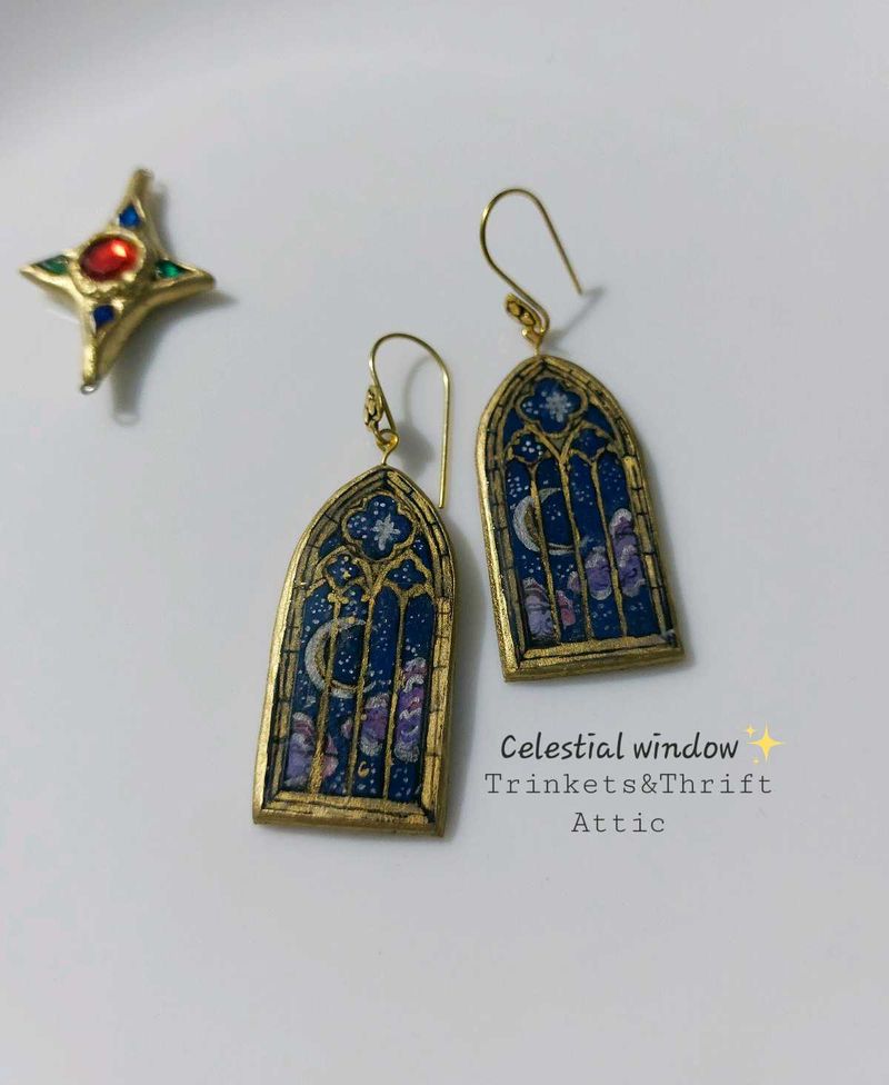 Handmade Celestial Ornate Window Earrings