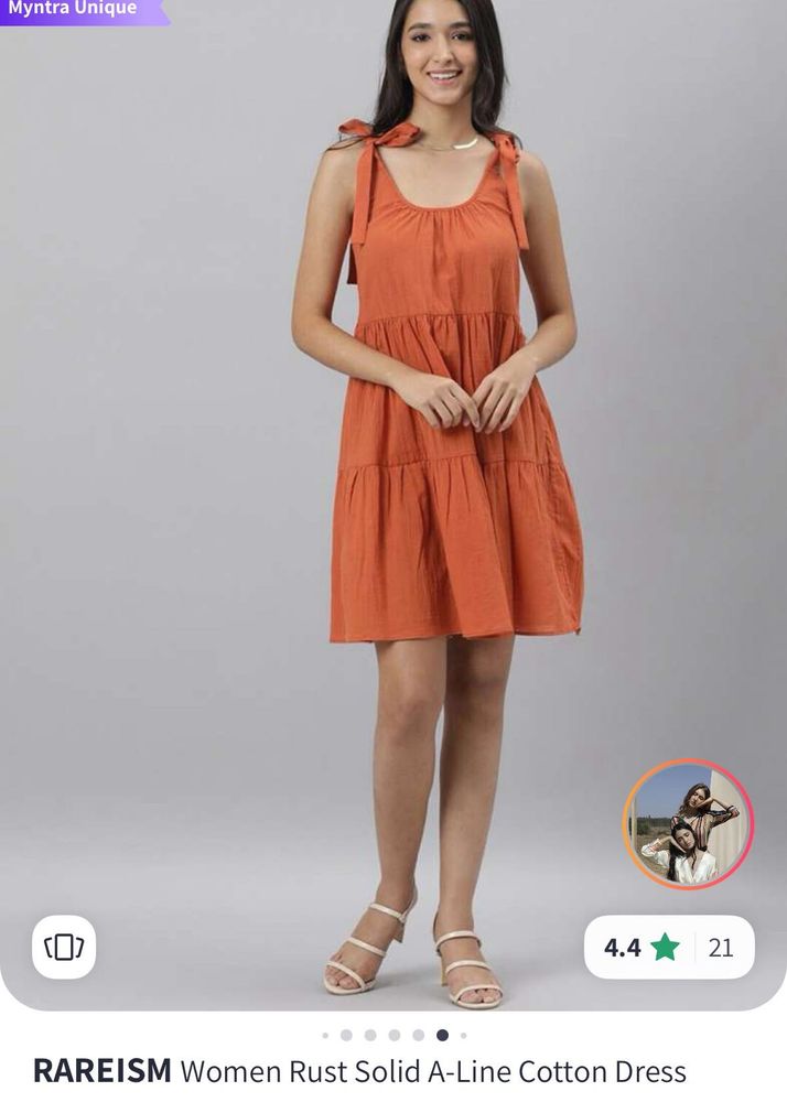 Rust A-Line Cotton Mini Dress