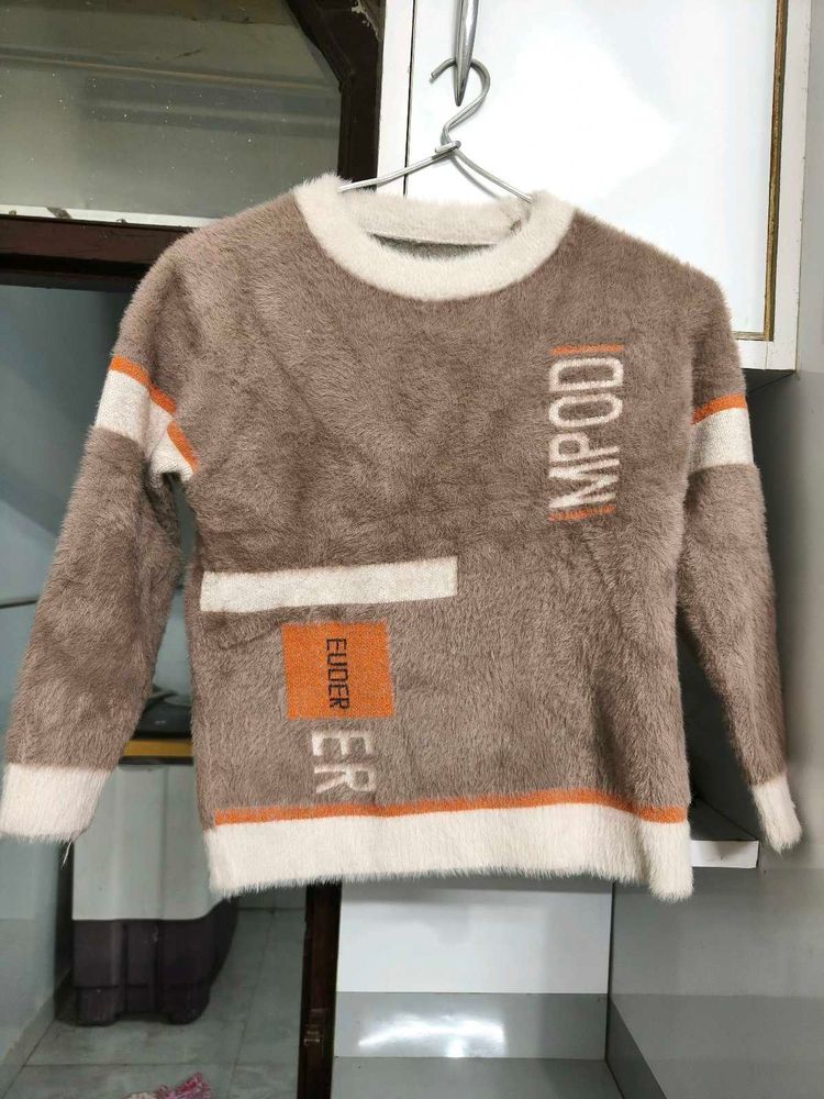 Fuzzy Brown Kids Sweater