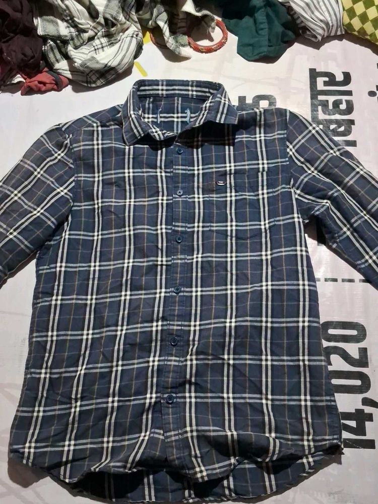 Blue Plaid Button-Down Shirt