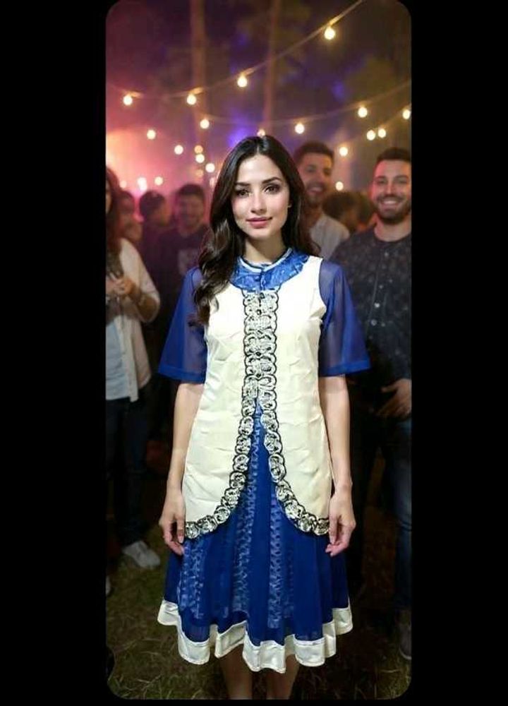 Blue &amp; Cream Long Frock