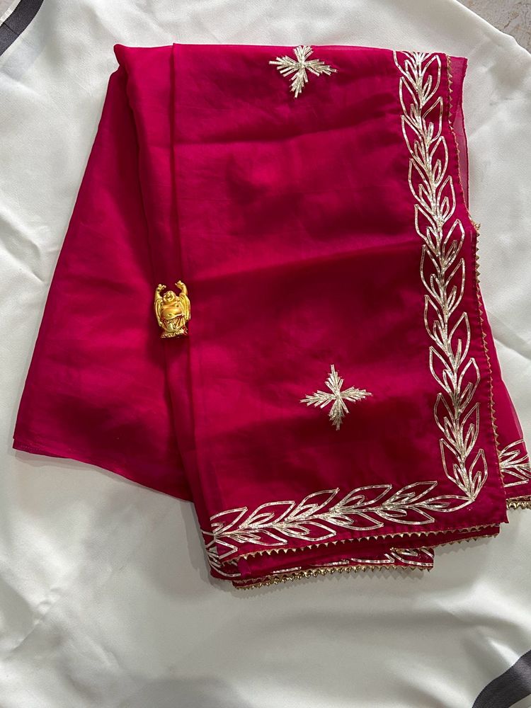 Organza Saree Pink Colour