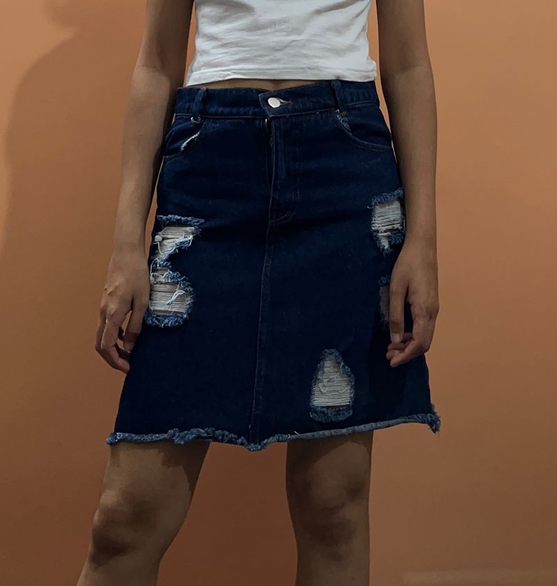 Jeans Ripped Skirt