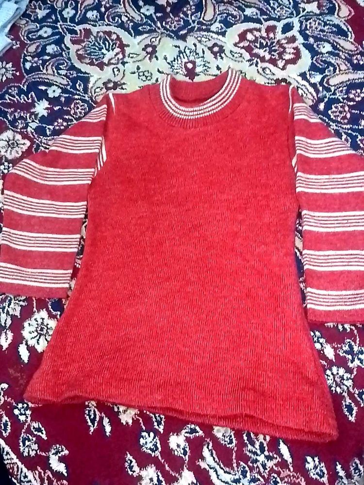 Red Striped Sweater with shrug