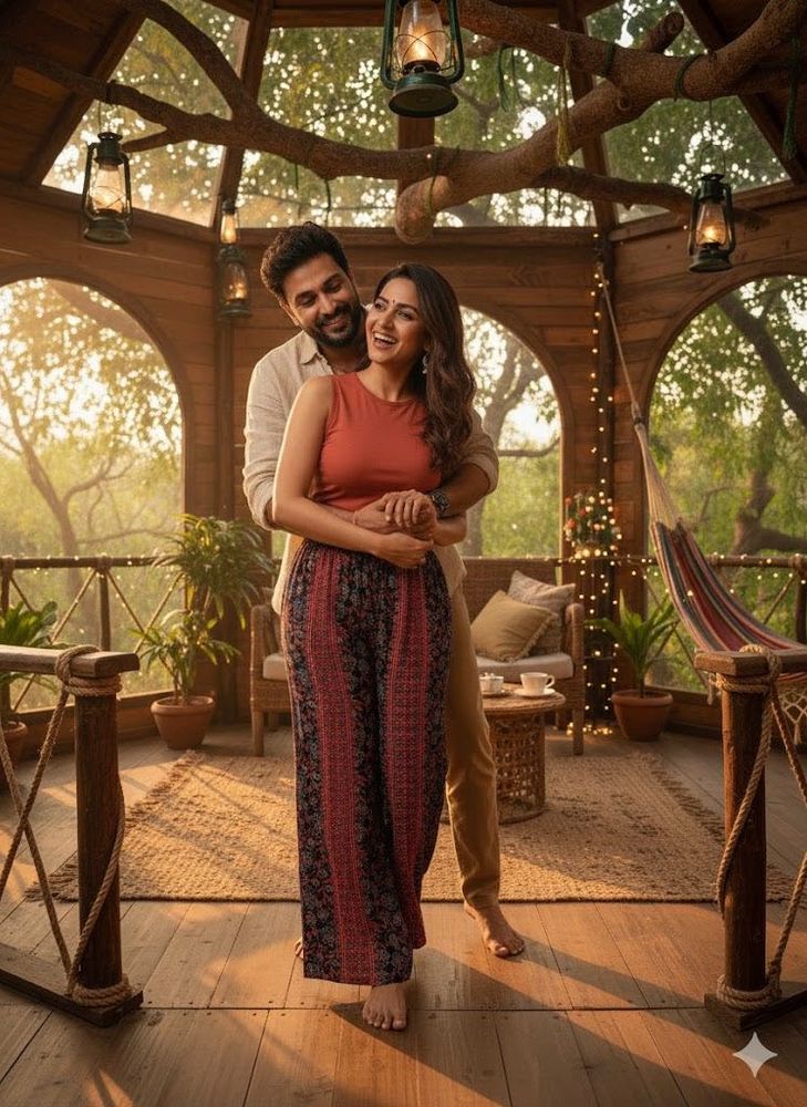 🤩Boho Queen Alert!Indigo &amp; Red Flared Palazzo💃✨