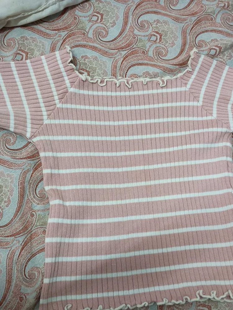 Striped Off-Shoulder Crop Top