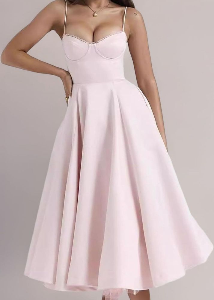 Pink Tea-Length Party Dress