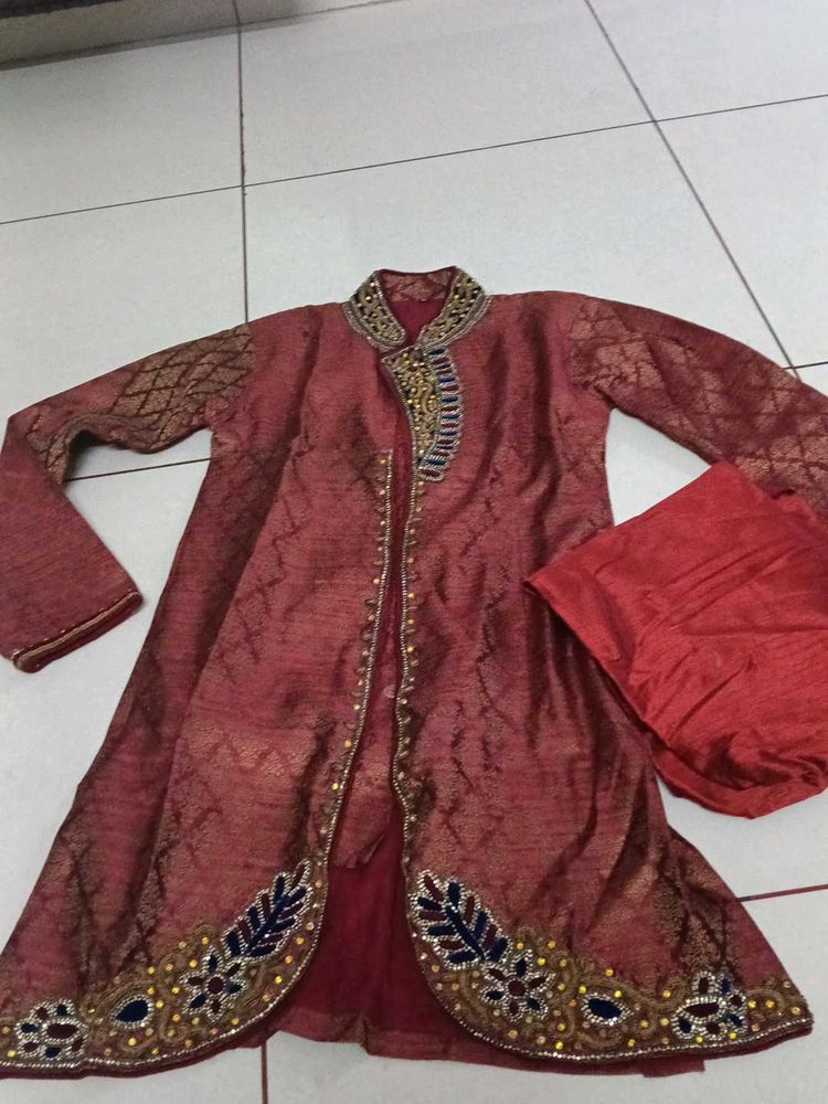 Elegant Maroon Sherwani Set