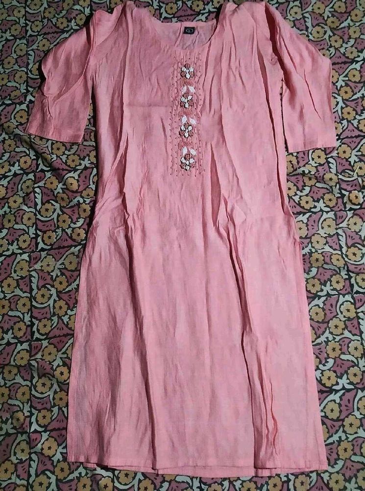 Elegant Pink Embroidered Kurti