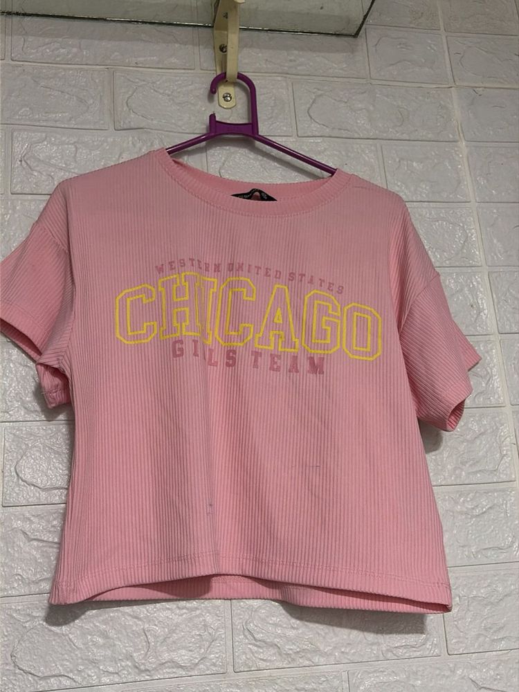 Pink Chicago Graphic T-Shirt