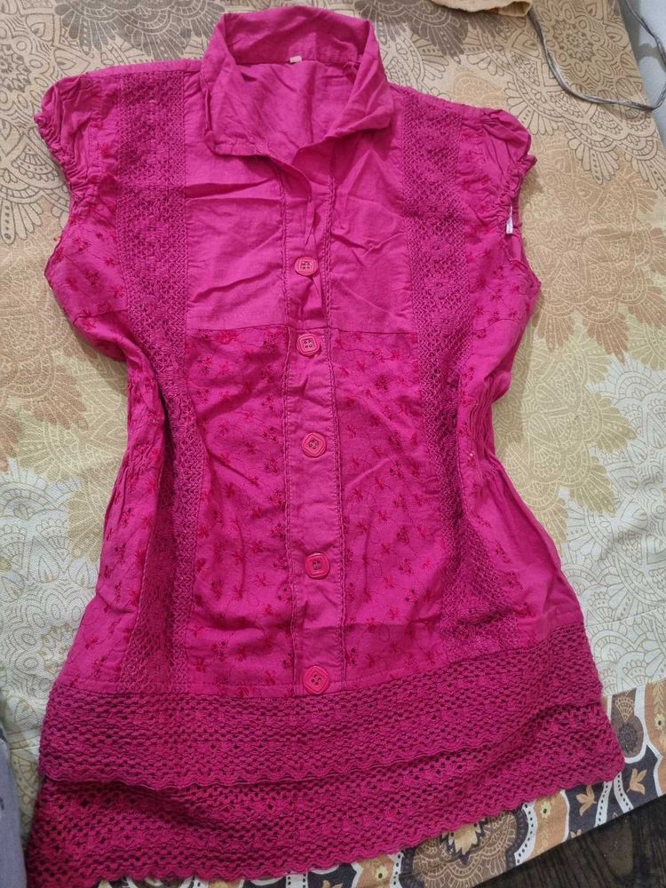 Pink Button-Down Top