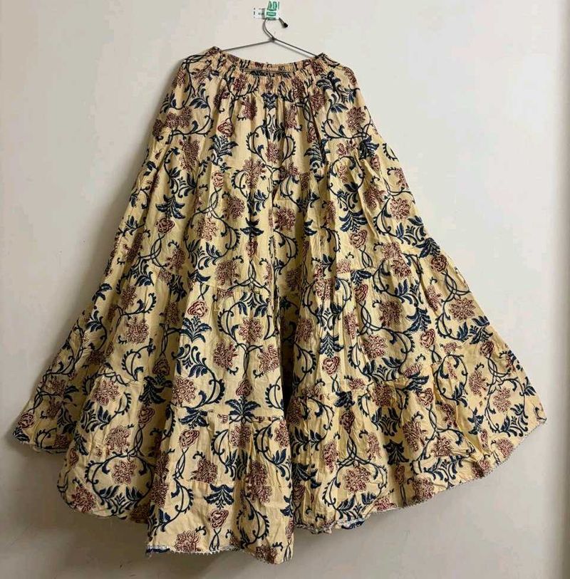 Cream Printed Jaipuri Lehenga
