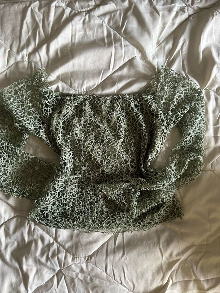 Sage Green Crochet Top