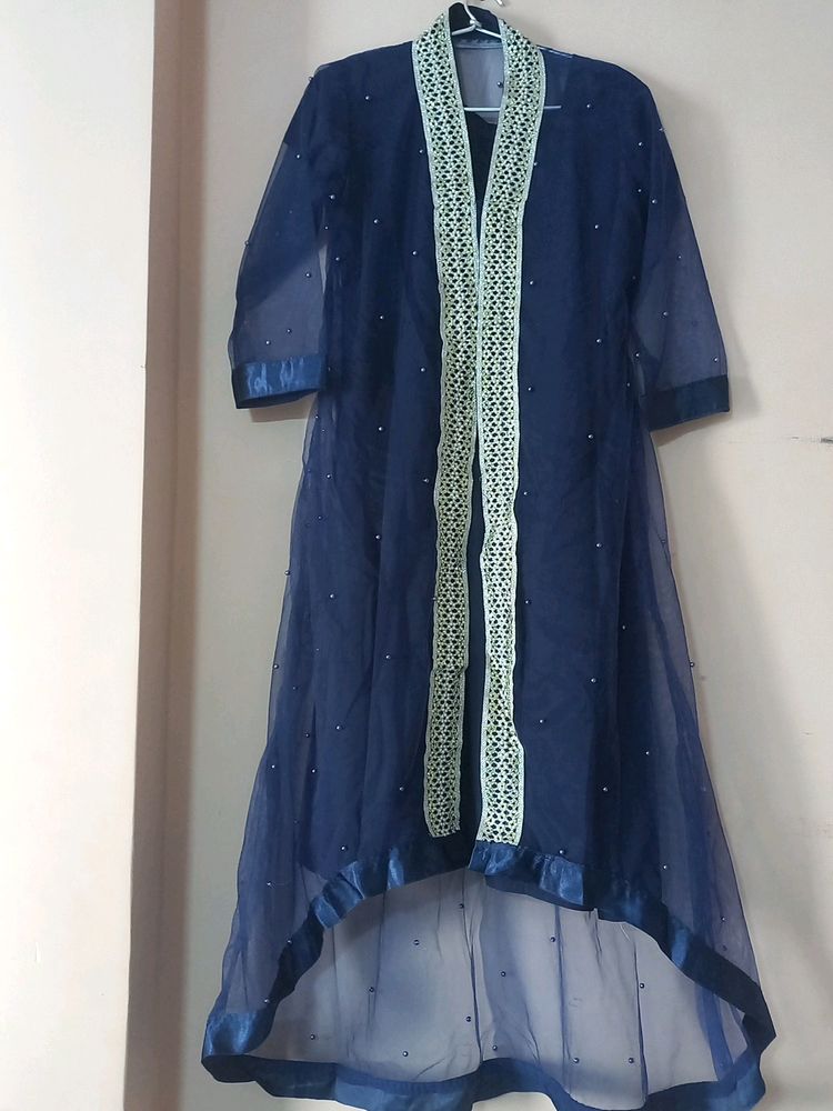 Navy Blue Top With Net Koti