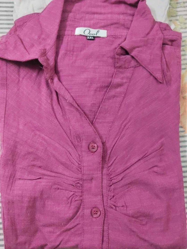 Casual Purple Shirt With Cute Short Puffed Slives