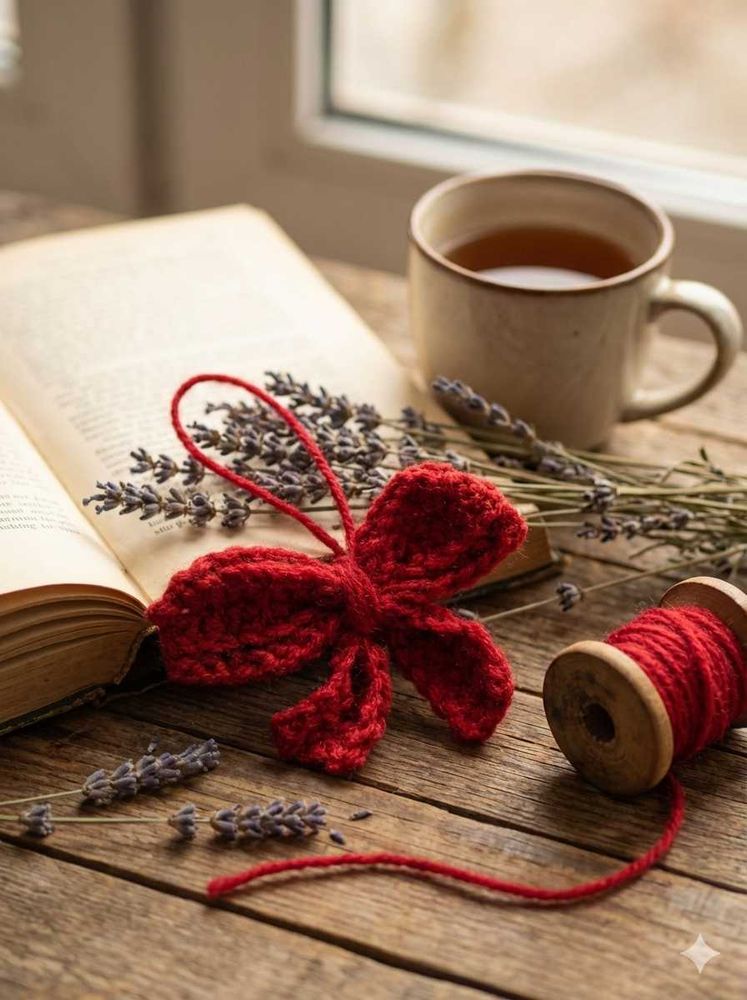 Red Crochet Bow Ornament