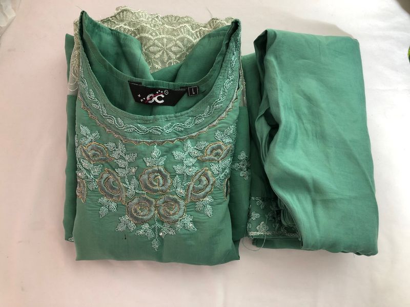 Sea Green Emboridered Kurta Set(Women’s)