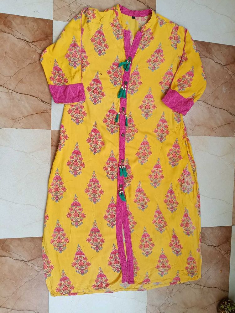 yellow printed kurta