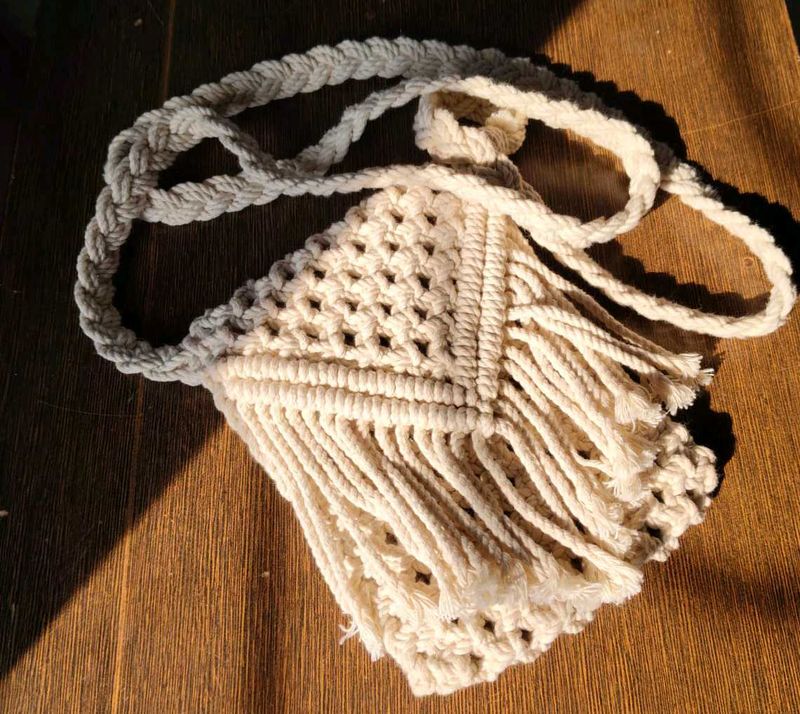 Macrame Crossbody Bag with Fringe