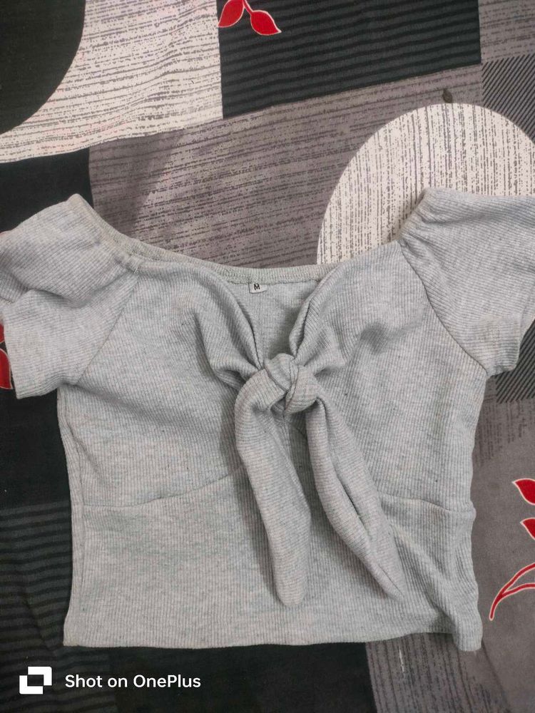 Grey Crop Top For Women