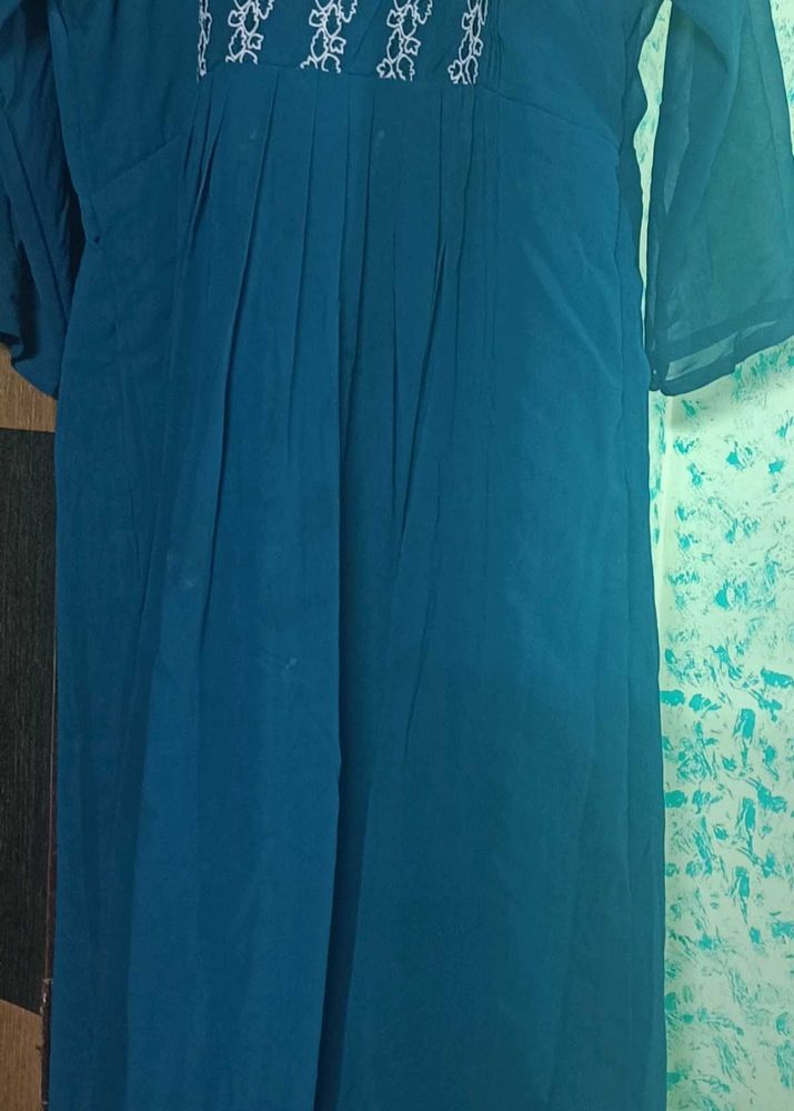 Teal Embroidered Maxi Dress