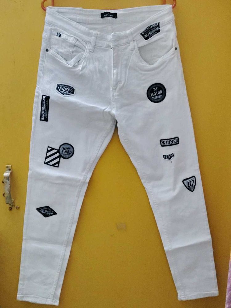 White Jeans with Patches