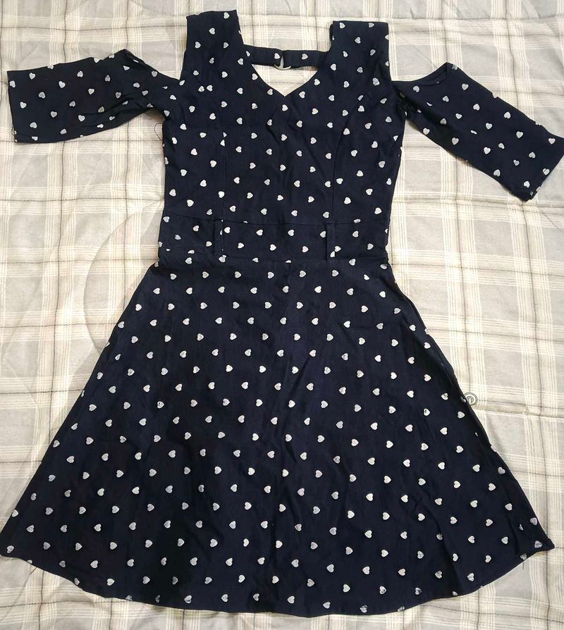 Navy Heart Print Dress