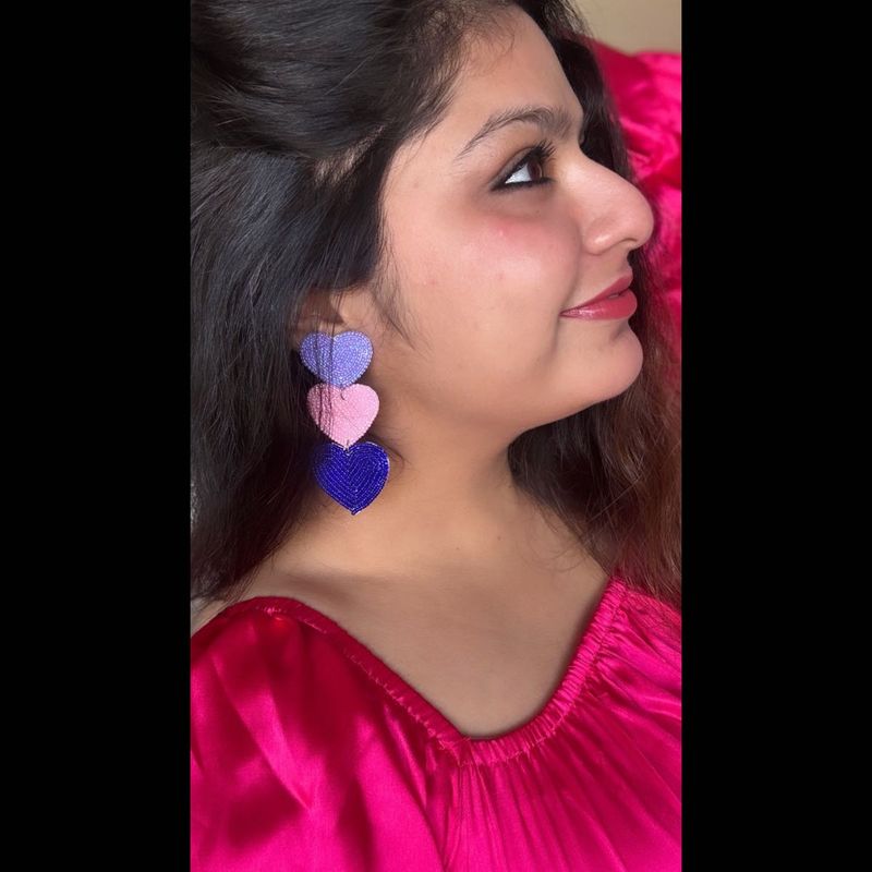 Three Colour Heart Earrings