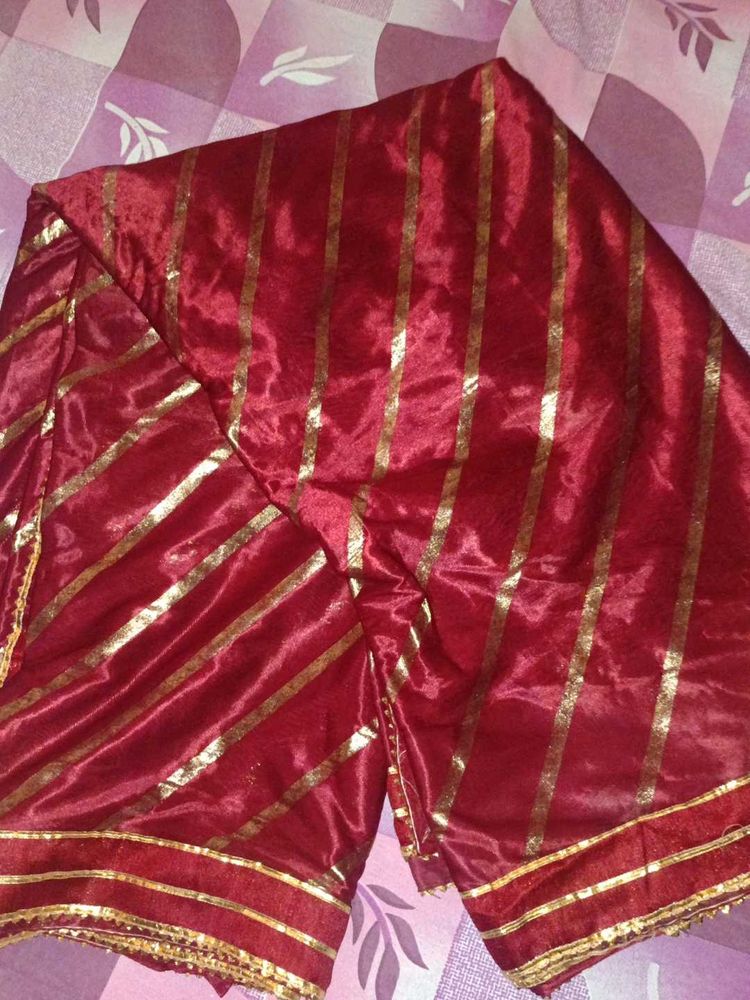 crape Red &amp; Gold  saree