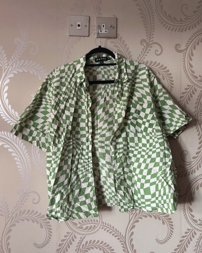 Motel Rocks Green Checker Shirt &amp; Shorts Set