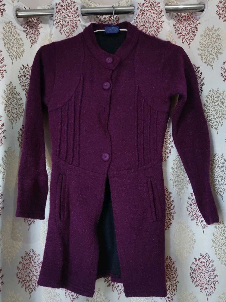 Purple Knit Coat