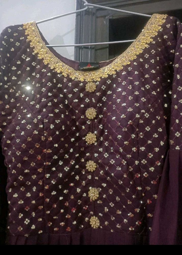 Embroid Long Dress With Plazo Dupatta