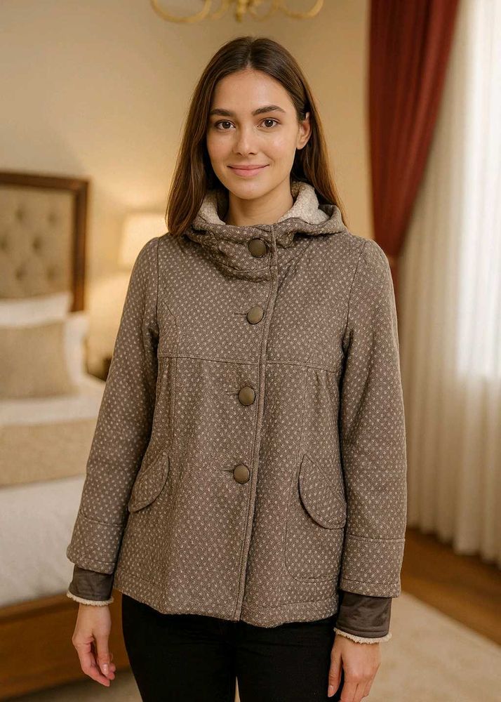 🇳🇿💫💗Cute Brown Buttoned Hooded Coat