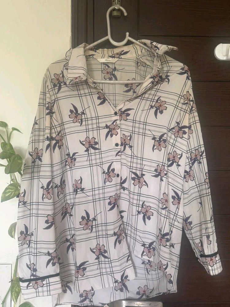 Floral Plaid Button-Down Shirt