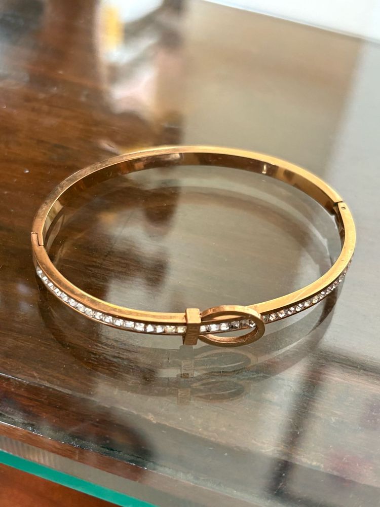 Gold Bangle with Rhinestones