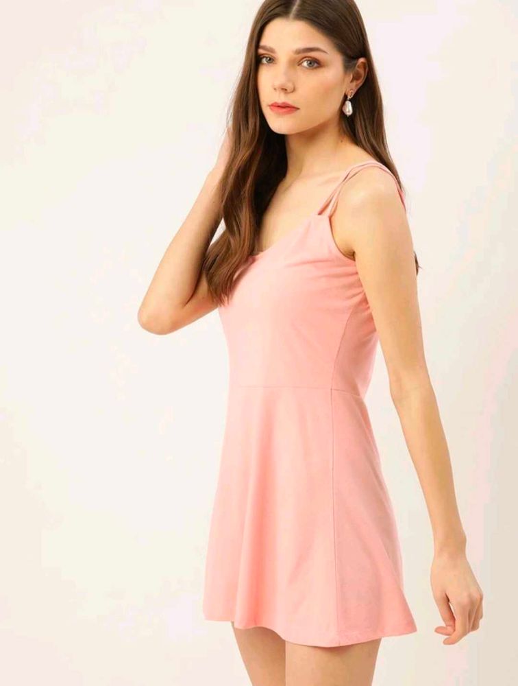Women A-line Pink Mini/Short Dress