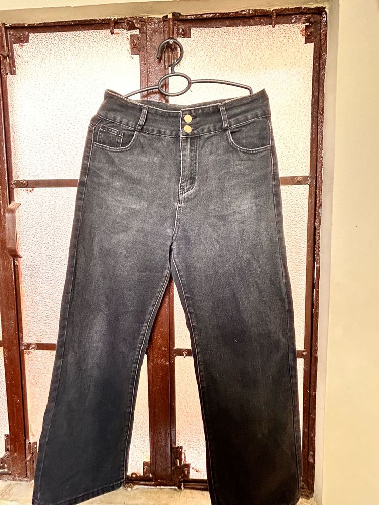 Korean Wide Leg High Waisted Jeans