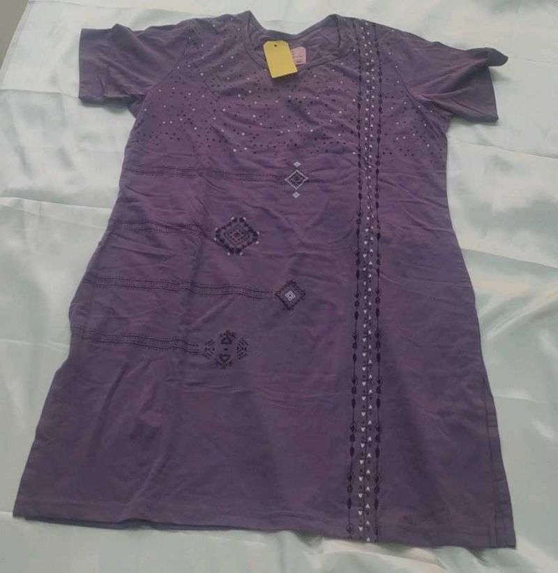 Purple Embellished T-Shirt Dress
