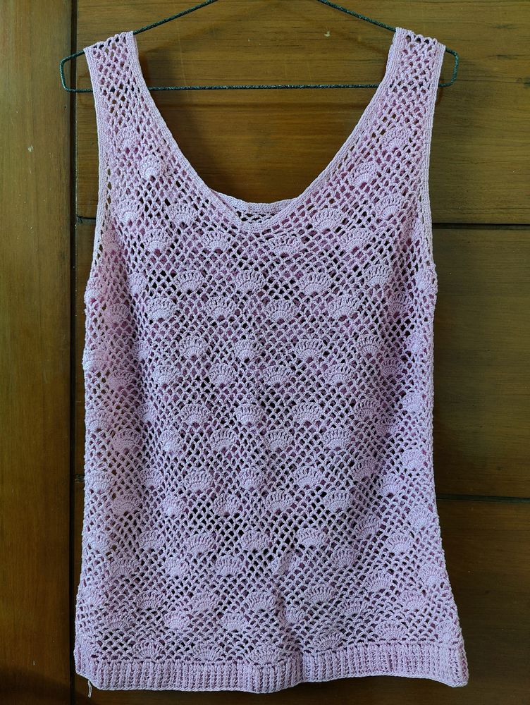 Cut Sleeves Crochet Tank Top