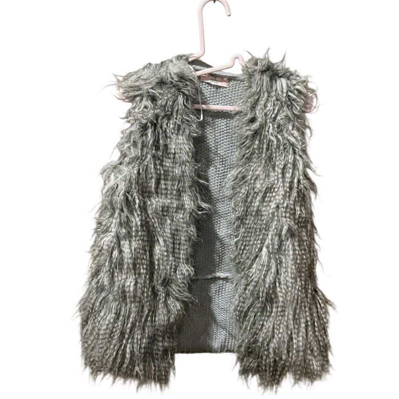 Fuzzy Grey Sleeveless Vest