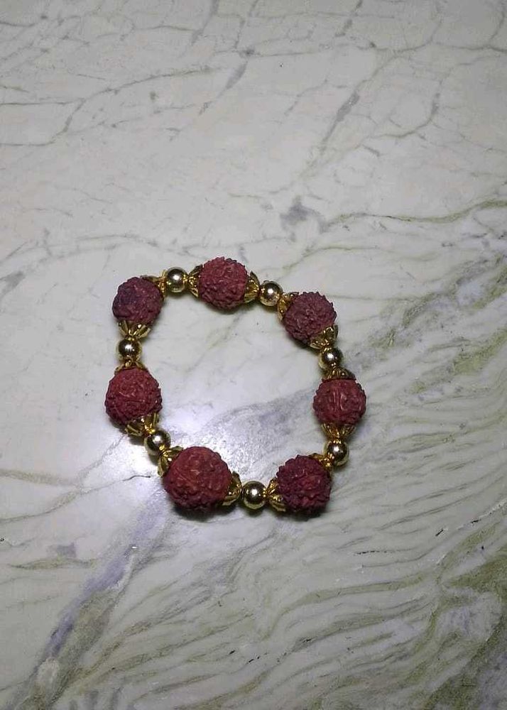 Rudraksha &amp; Gold Beaded Bracelet