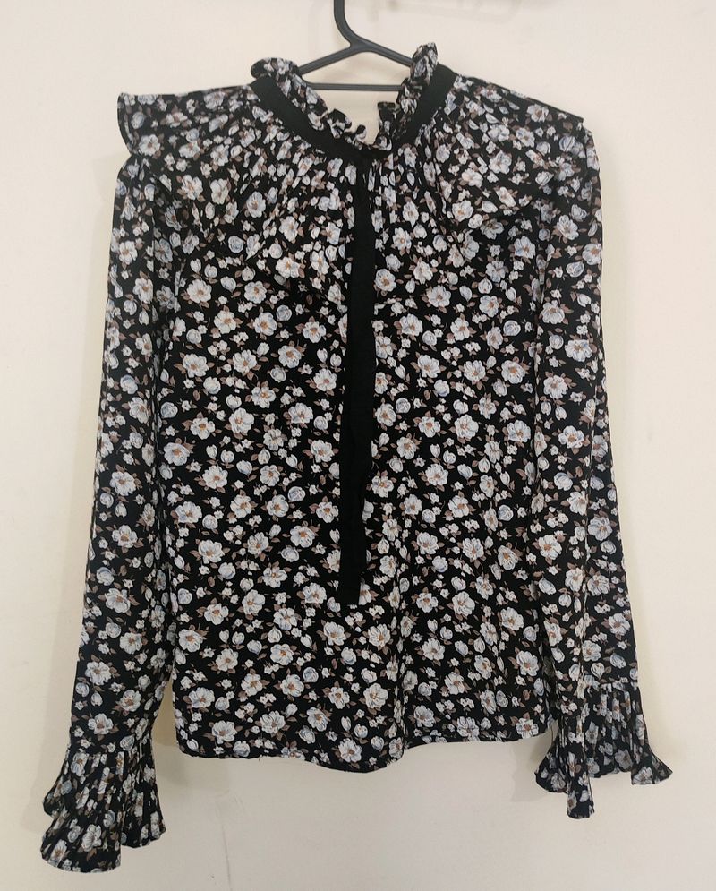 Black &amp;white Floral Shirt