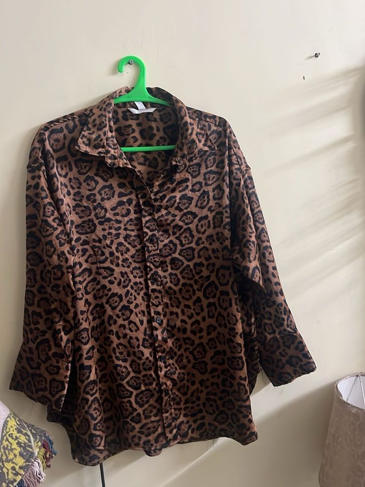 H&amp;M Leopard Print Button-Down Shirt