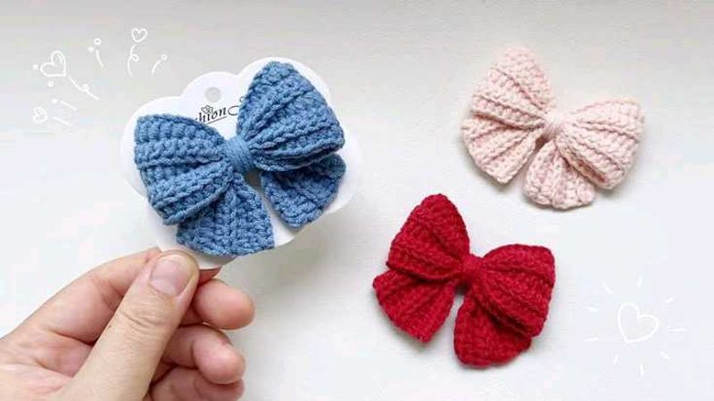 Crochet Bow Hair Clips ( set of 2)