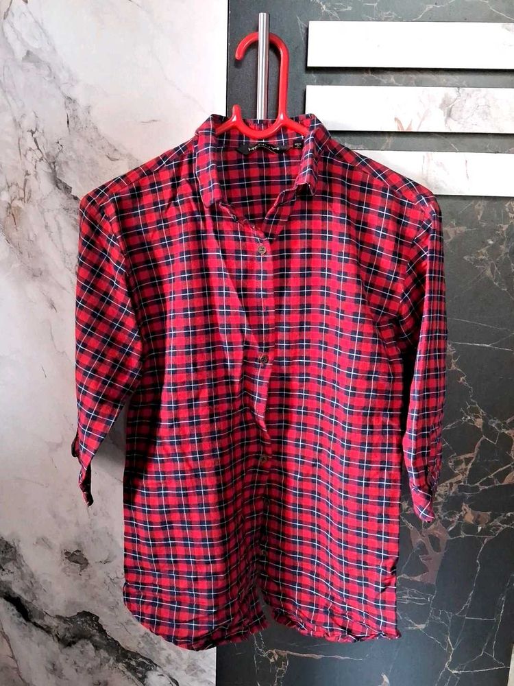 Red Plaid Button Down Shirt