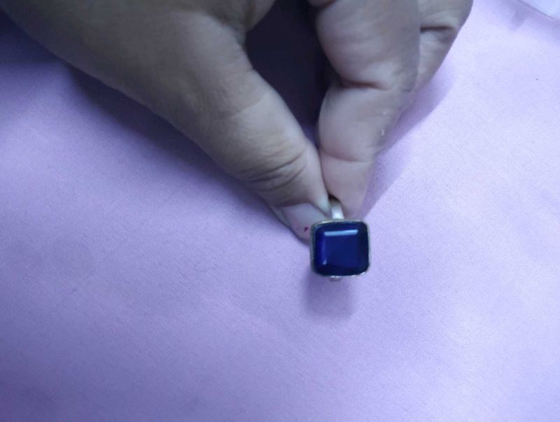 Silver Coated Blue 🔵 Sephier Gemstone 💎 Ring