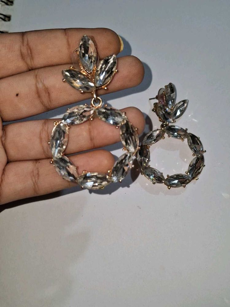 Sparkling Diamond Circle Earrings